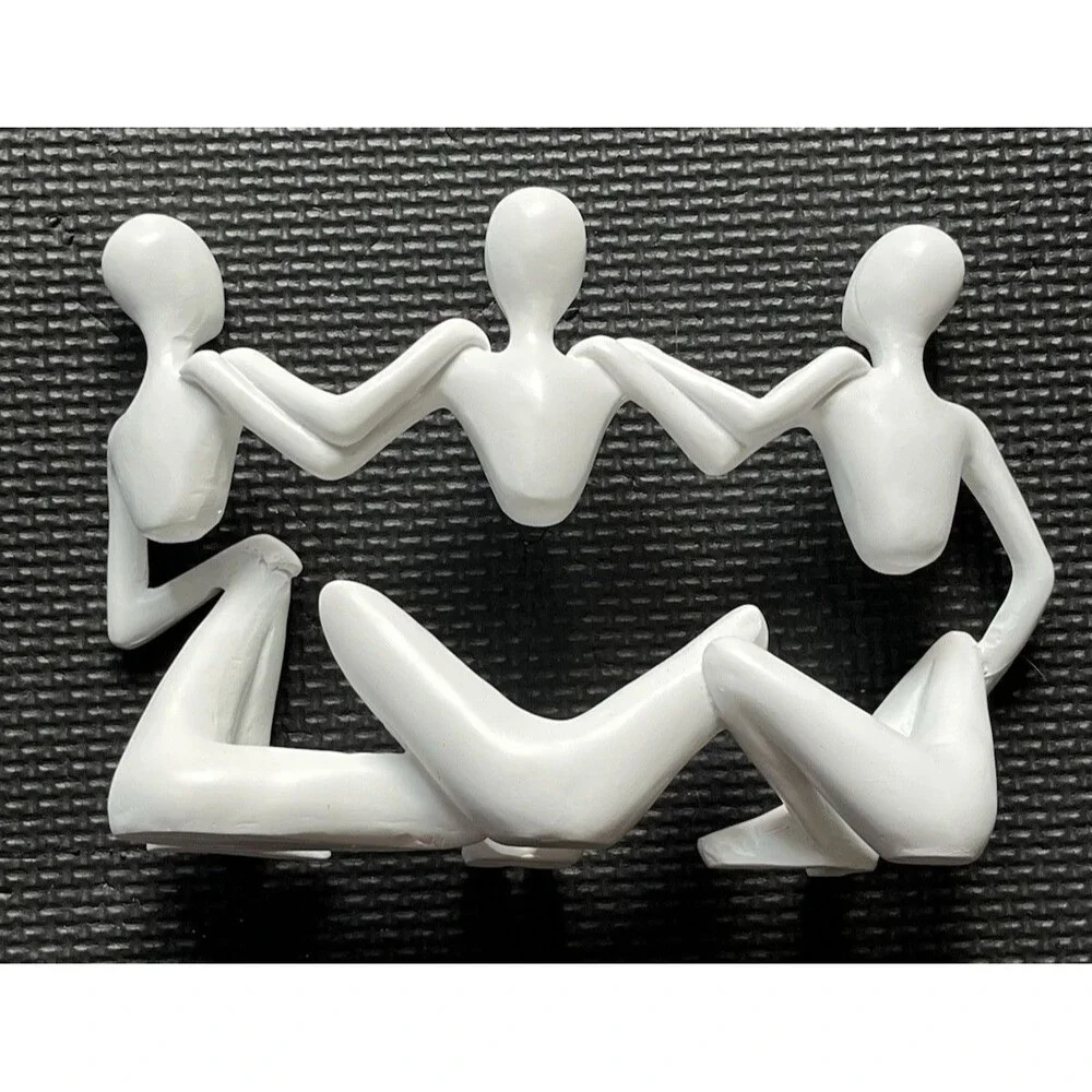 VELORA LIVING Thinker Statue Trio White Resin Sculptures Home Decor Modern Art